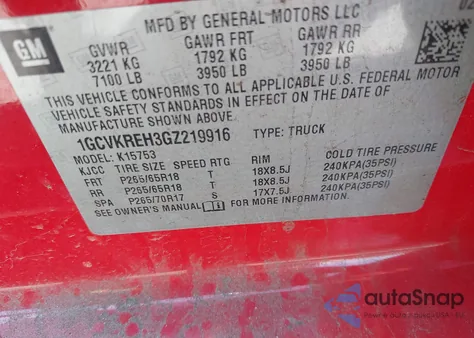 2016 Chevrolet Silverado 1500 1Lt from USA, damaged, VIN 1GCVKREH3GZ219916